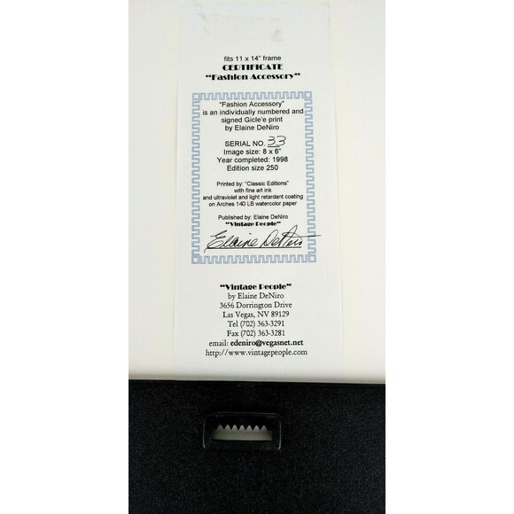 COA Elaine DeNiro "Fashion Accessory " Signed Fine Art Deco Art Print Gicle'e - Picture 5 of 6